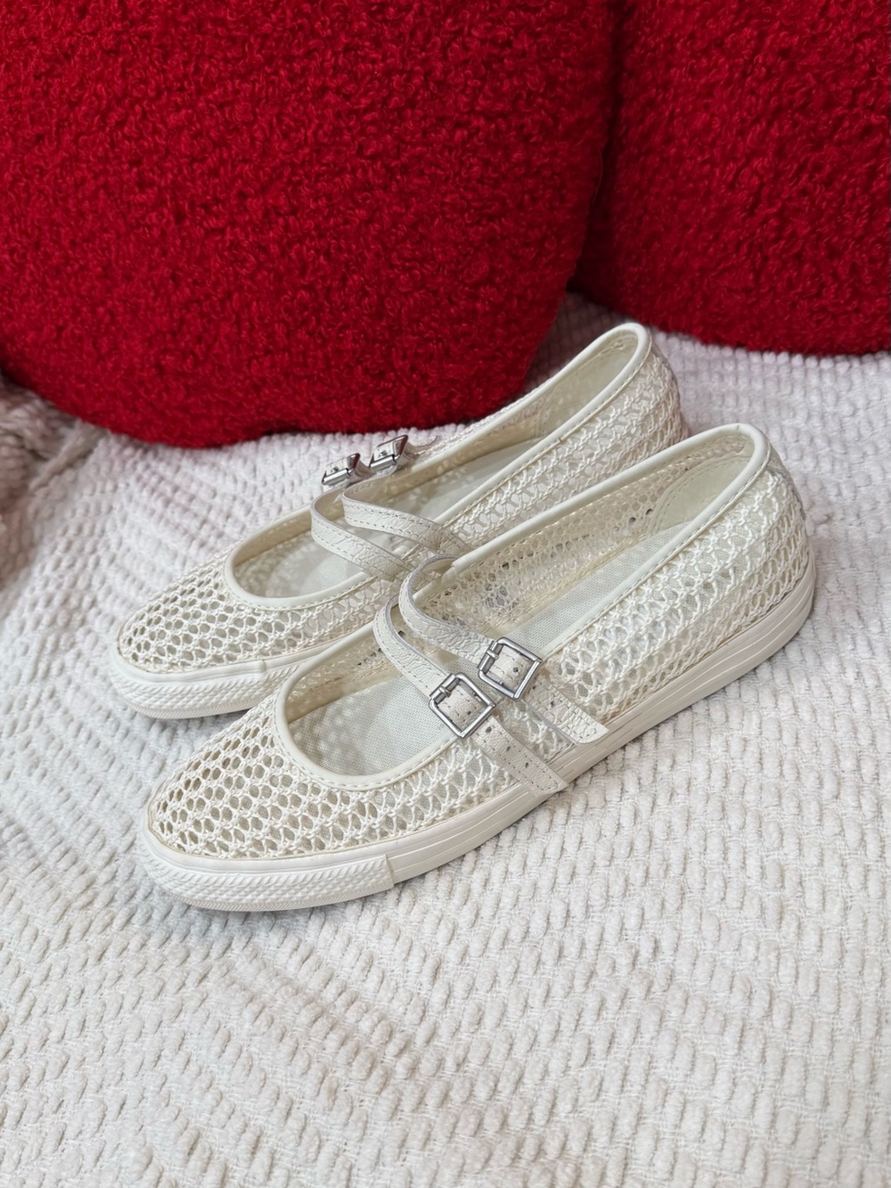 Converse Chuck Taylor All Star Double Strap Crochet Mary Jane Flats
